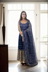 Royal Navy Net Anarkali Ensemble Rental for 4 Days