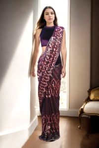 wine symphony threaded elegance saree rental service