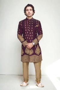 wine velvet royal charm achkan sherwani rental service