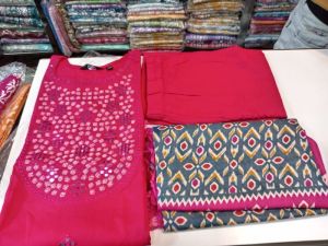 Women Pure Cotton Kurta Pant And Dupatta Set