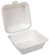 White Bagasse Clamshell Box