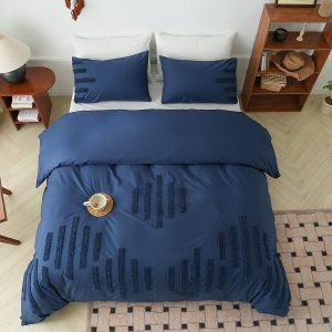 Navy Blue Tufted Duvet Cover