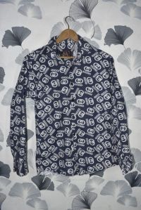 men casual printed white shirt