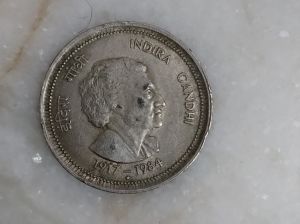 1917-1984 indhira gandhi 5rp coin