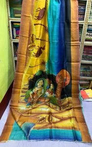 Pure Zari Border Tussar Silk Saree