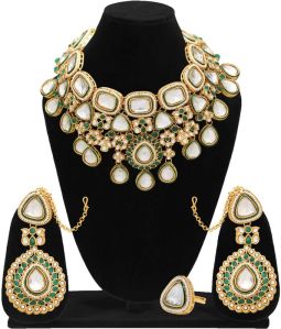 Wedding Collection Gold Plated Kundan Stone & Meena Work Bridal Choker Set