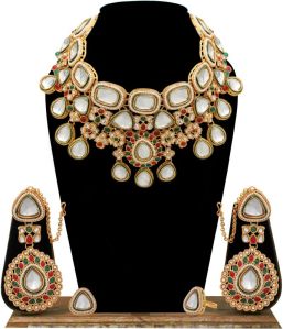 wedding gold plated kundan stone meena work bridal choker set