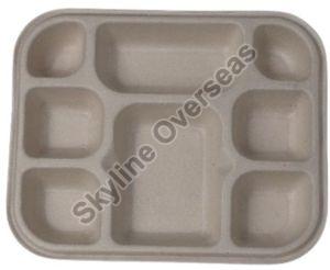 Sugarcane Bagasse 8 Compartment Brown Plate