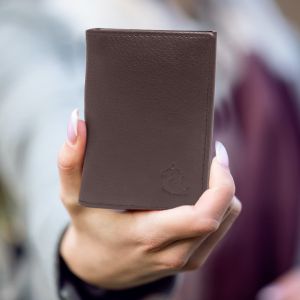 kara unisex genuine leather brown card holder