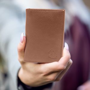 kara unisex genuine leather tan card holder