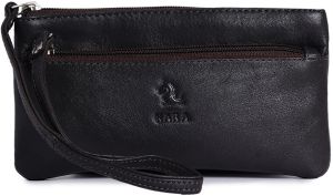 kara women brown leather i bifold clutch