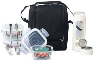 Glass Lunch Box Set with Bottle