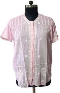 Ladies Light Pink Chikankari Shirt