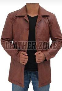 Mens Brown Leather Coat