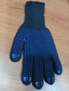 Cotton / poly cotton dotted gloves Blue