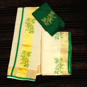 Embroidery kasavu setmundu