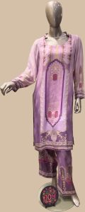 Ladies Lilac Printed Kurti Set