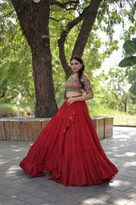 AF5101 Ladies Red Full Stitched Lehenga Choli