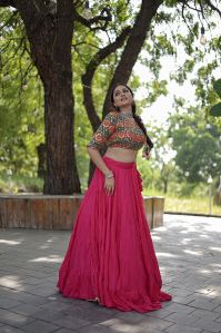 AF5103 Ladies Pink Full Stitched Lehenga Choli