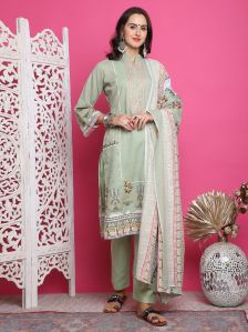 AF5105 Ladies Green Salwar Kurta Dress Material