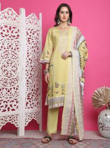 AF5109 Ladies Yellow Salwar Kurta Dress Material