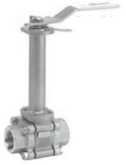 Three Piece Long Stem Lever Operated Ball Valve