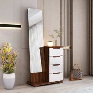 Sqaure Dressing Table Matt Walnut + White High Gloss (104S+10L)