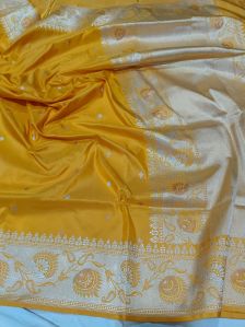 Yellow Cotton Khadi Saree