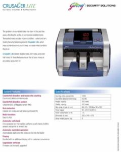 Godrej Crusader Lite Note Counting Machine