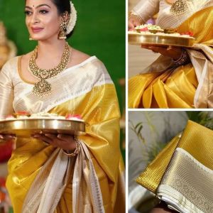 Gold tissue pattu saree just for 999