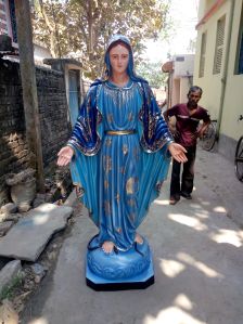 multicolor fiber our lady of lourdes statue