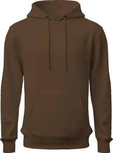 men's fleece plain coffee hoodie with 300 GSM, size S/M/L/XL