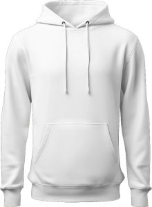 men's fleece plain white hoodie with 300 GSM, size S/M/L/XL