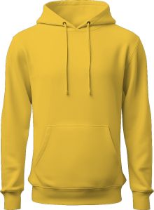 men's fleece plain yellow hoodie with 300 GSM, size S/M/L/XL