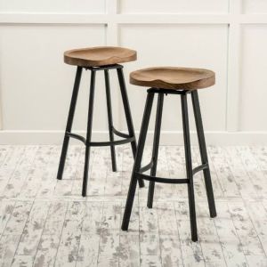 iron stool with wooden top