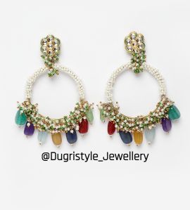 Teal Chandbali Earrings