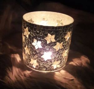 Mosaic Golden Candle Holder