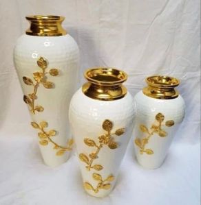 White and Golden Iron Flower Vase Set