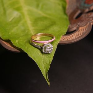 Pink Enamel Diamond Ring