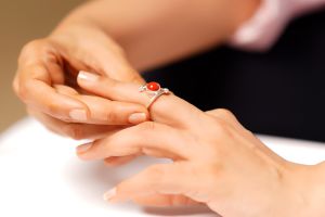 Silver Ring with Coral Gemstone