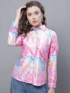 Ladies Satin Multicolor Shirt