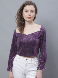 Ladies Sequence Purple Top