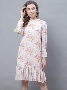 Ladies White Floral One Piece Dress