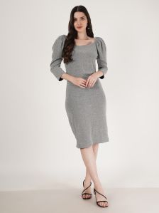 Ladies Grey Cotton One Piece Dress