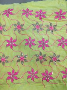 Green Embroidered Lycra Mandap Fabric