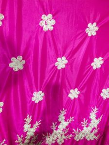 Pink Polyester Embroidery Mandap Fabric