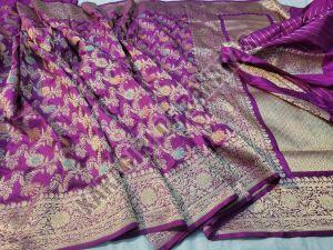 Magenta Banarasi Khadi Saree