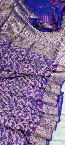 Purple Pure Katan Khadi Banarasi Handloom Saree