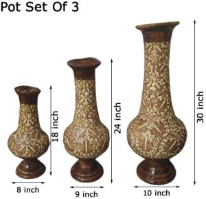 Set of 3 Wooden Flower Pot