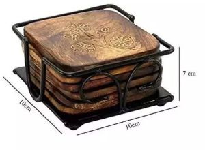 Square Wooden Tea Coaster Set